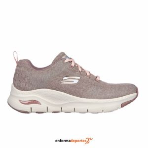 ZAPATILLA MUJER SKECHERS ARCH FIT – COMFY WAVE | TAUPE KNIT/LAVENDER & COR