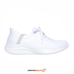 ZAPATILLA MUJER SKECHERS ULTRA FLEX 3.0 | WHITE KNIT/LIGHT GRAY TRI