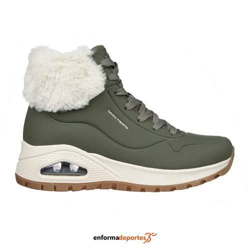 Bota Mujer skechers Uno Rugged – Fall Air | OLIVE DURABUCK/FAUX FUR
