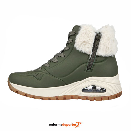 Bota Mujer skechers Uno Rugged – Fall Air | OLIVE DURABUCK/FAUX FUR - Imagen 2
