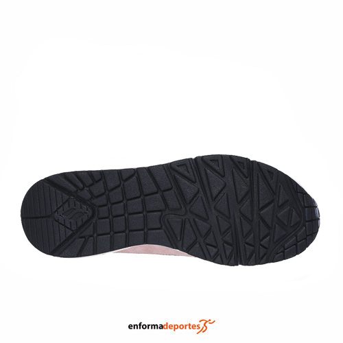 ZAPATILLA MUJER SKECHERS UNO – TWO MUCH FUN | PINK SUEDE/ BLACK & WHITE - Imagen 3