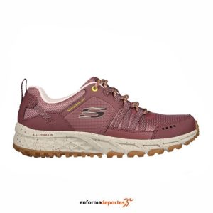 ZAPATILLA MUJER SKECHERS ESCAPE PLAN | MAUVE LEATHER/MESH/YELLOW