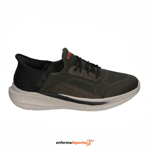 ZAPATILLA HOMBRE SKECHERS SLADE – COHEN | OLIVE KNIT / SYNTHETIC