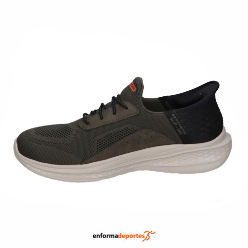 ZAPATILLA HOMBRE SKECHERS SLADE – COHEN | OLIVE KNIT / SYNTHETIC - Imagen 2