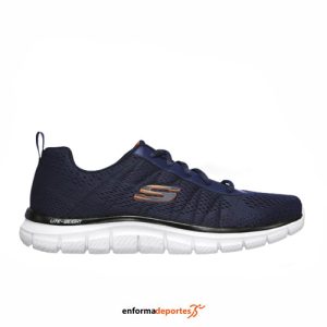 ZAPATILLA HOMBRE SKECHERS TRACK – MOULTON | NAVY MESH/PU/ORANGE TRIM