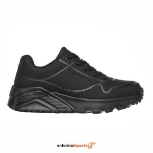 ZAPATILLA JUNIOR SKECHERS UNO LITE | BLACK SYNTHETIC & TRIM #L
