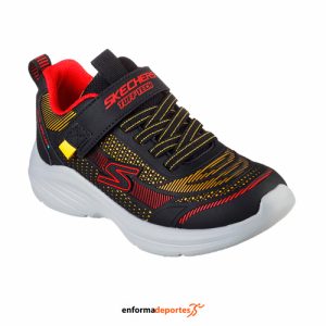ZAPATILLA JUNIOR SKECHERS HYPER-BLITZ – HYDRO-TRONIX | BLACK & RED SYNTHETIC/TRI