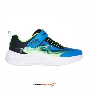 ZAPATILLA JUNIOR SKECHERS MICROSPEC ADVANCE | BLUE LIME TEXTILE / SYN