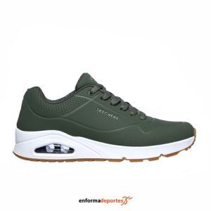 ZAPATILLA HOMBRE SKECHERS UNO | OLIVE DURABUCK/TRIM