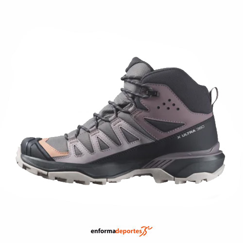 BOTA MUJER SALOMON X ULTRA 360 MID GTX | PLUM KITTEN/PHANTOM/CORK - Imagen 2