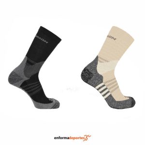 CALCETINES SALOMON  X ULTRA ACCESS CREW 2-PAC BLEACHED | BLEACHED SAND/BLACK/