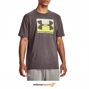 CAMISETA HOMBRE UNDER ARMOUR BOXED SPORTSTYLE | ASH TAUPE/WHITE/LIME YELL