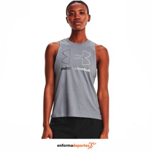CAMISETA MUJER UNDER ARMOUR LIVE SPORTSTYLE GRAPHIC TANK | STEEL MEDIUM HEATHER/BLAC