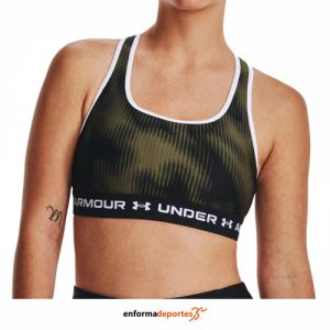 TOP MUJER UNDER ARMOUR CROSSBACK MID PRINT | MARINE OD GREEN/DOWNTOWN
