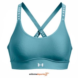 TOP MUJER UNDER ARMOUR  INFINITY MID COVERED | GLACIER BLUE/WHITE