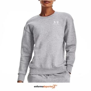 SUDADERA MUJER UNDER ARMOUR ESSENTIAL FLEECE CREW | MOD GRAY LIGHT HEATHER/WH