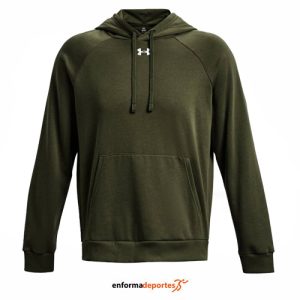 SUDADERA HOMBRE UNDER ARMOUR RIVAL FLEECE HOODIE | MARINE OD GREEN/WHITE
