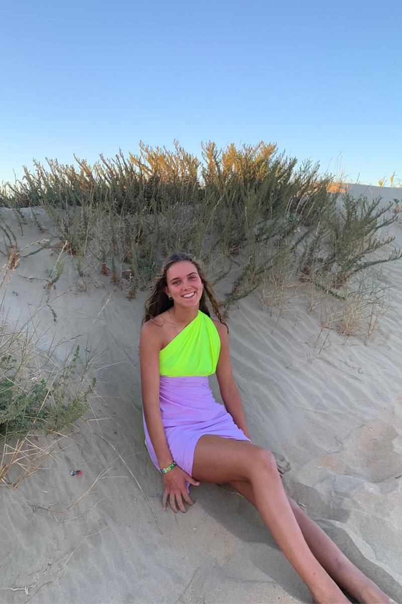 Pareo bicolor morado y amarillo flúor - Imagen 4